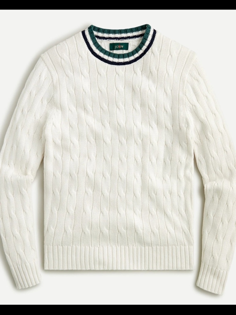 J Crew Cableknit Cotton Cricket Sweater Knit XL Preppy Ivy Old Money Collegiate